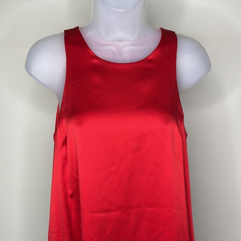 AIDAN MATTOX Red 100% Silk Asymmetrical Sleeveless Women’s Dress - Picture 8 of 13